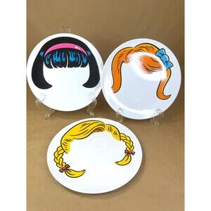 Fred & Friends Dinner Do's Girl Hairstyle Plates Set - Make Mealtime Fun!